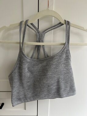 Forever 21 Ribbed Gray Strappy Crop Bralette